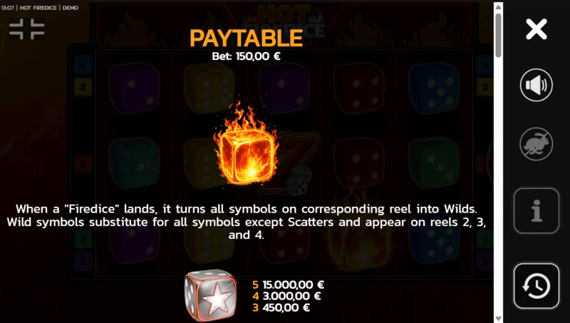 Hot Fire Dice - สัญลักษณ์และ Scatter Pays บนกระดาน